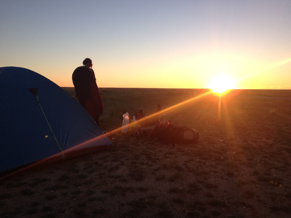 Camping in the steppes of China